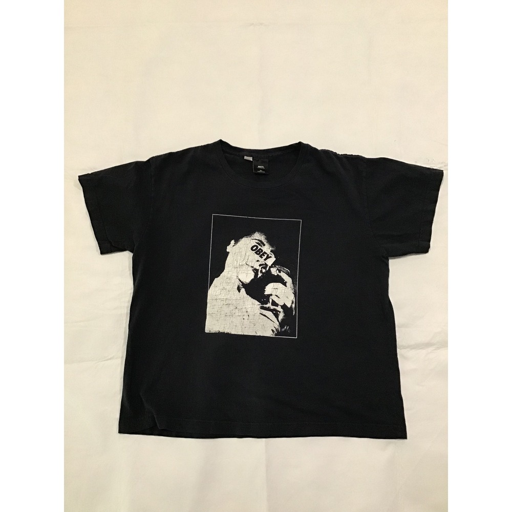Obey Worldwide Mens XL Black Graphic T-Shirt Made in USA Streetwear Tee